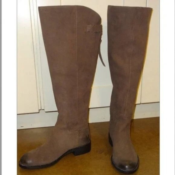 🆕 FRANCO SARTO Brenna Knee High Tall Suede Boots Taupe Gray 6 - Picture 4 of 8